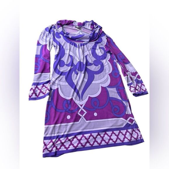 ECI New York Cowl Neck Retro Print Dress Size 4 S - Picture 13 of 13